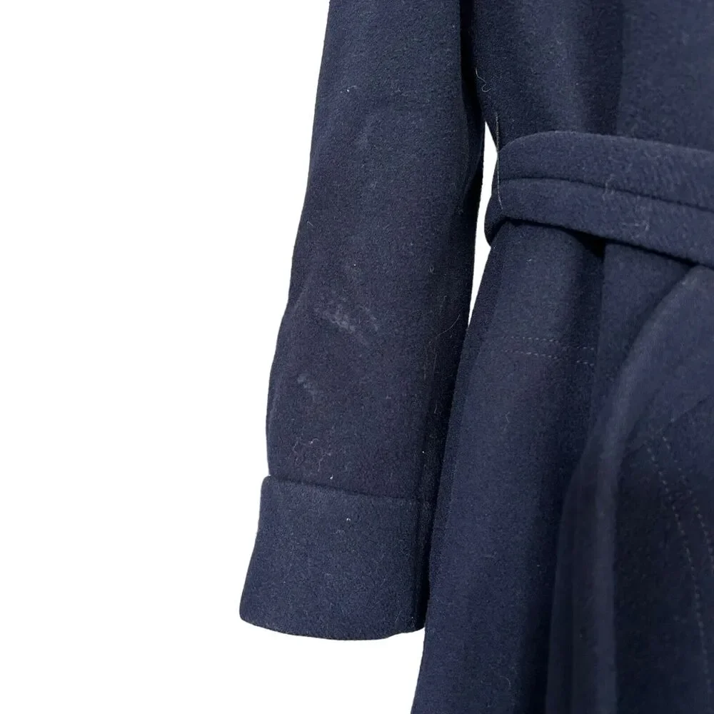 Jacques Tiffeau‎ Women's Vintage VTG Navy Blue Wool 1960s Trench Peacoat Small